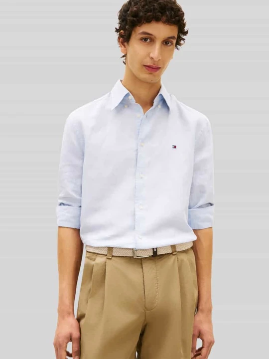 Zdjęcie produktu Koszula casualowa o kroju regular fit z mieszanki bawełny i lnu Tommy Hilfiger Błękitny