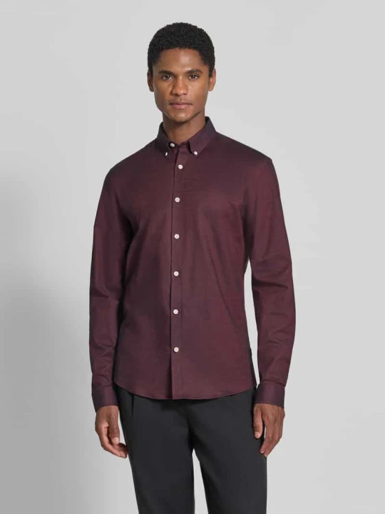 Zdjęcie produktu koszula casualowa o kroju regular fit z mieszanki bawełny model 'Oxford' lindbergh Ciemnoczerwony