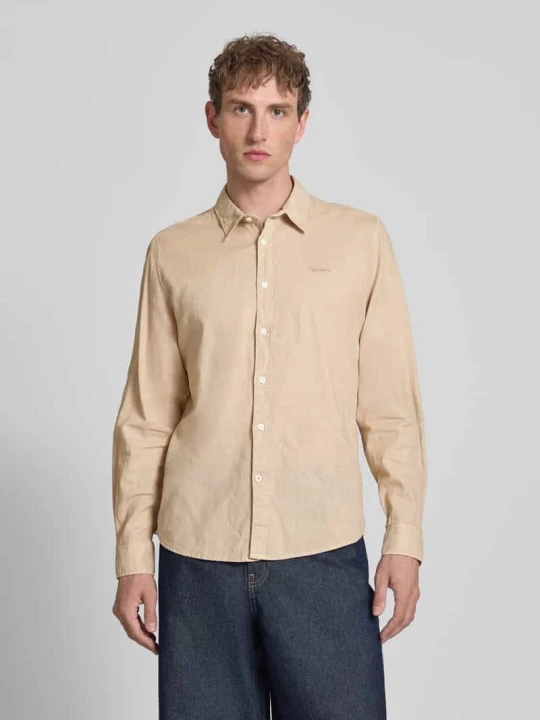 Zdjęcie produktu Koszula casualowa o kroju regular fit z mieszanki lnu i bawełny model 'PAYTON' Pepe Jeans Beżowy