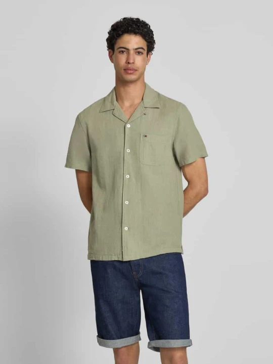 Zdjęcie produktu Koszula casualowa o kroju regular fit z mieszanki lnu i bawełny Tommy Jeans Oliwkowy