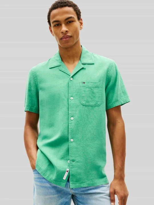 Zdjęcie produktu Koszula casualowa o kroju regular fit z mieszanki lnu i bawełny Tommy Jeans Zielony