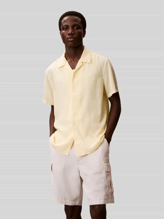 Zdjęcie produktu Koszula casualowa o kroju regular fit z mieszanki lnu i lyocellu Calvin Klein Jasnożółty