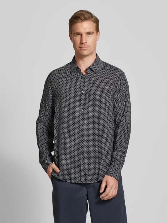 Zdjęcie produktu Koszula casualowa o kroju regular fit z wiskozy z listwą guzikową Armani Exchange Granatowy