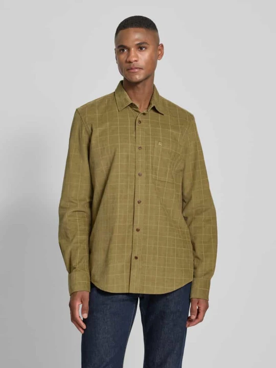 Zdjęcie produktu Koszula casualowa o kroju regular fit ze sztruksu z kołnierzykiem typu kent Lerros Khaki