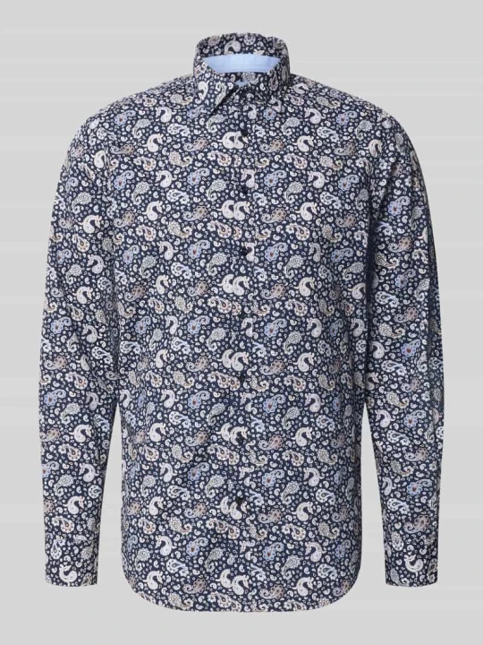 Zdjęcie produktu Koszula casualowa o kroju regular fit ze wzorem paisley i kołnierzykiem typu kent Christian Berg Granatowy