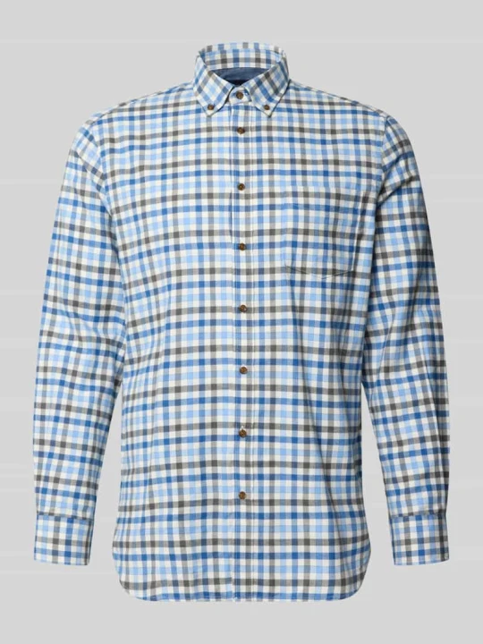 Zdjęcie produktu Koszula casualowa o kroju relaxed fit z czystej bawełny w kratkę vichy Christian Berg Błękitny
