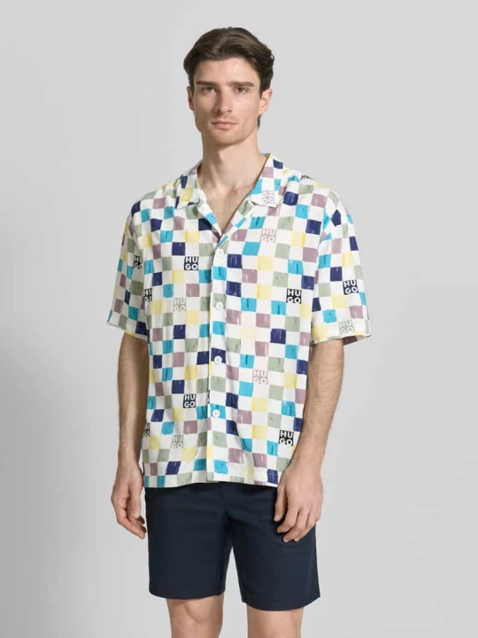 Zdjęcie produktu Koszula casualowa o kroju relaxed fit z czystej wiskozy model 'BEACH' Hugo Królewski niebieski