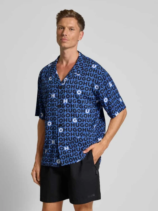 Zdjęcie produktu Koszula casualowa o kroju relaxed fit z czystej wiskozy model ‘CALAL’ Hugo Błękitny