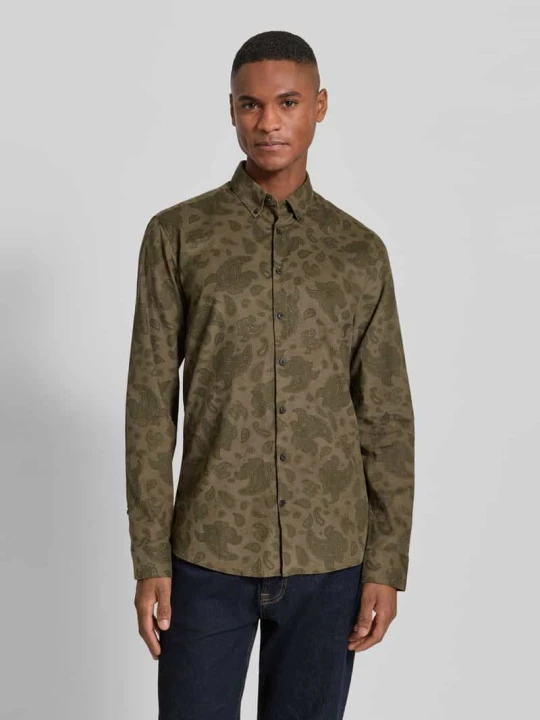 Zdjęcie produktu Koszula casualowa o kroju relaxed fit z drobnego sztruksu z kołnierzykiem typu button down lindbergh Oliwkowy