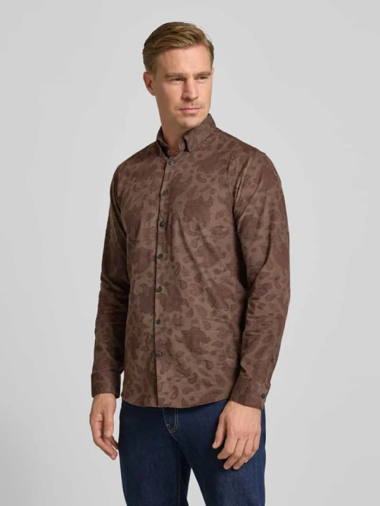 Zdjęcie produktu Koszula casualowa o kroju relaxed fit z drobnego sztruksu z kołnierzykiem typu button down lindbergh Ciemnobrązowy