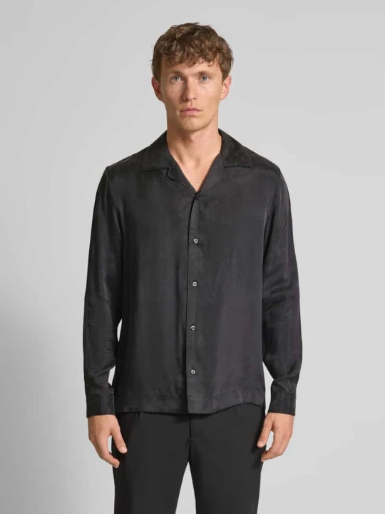 Zdjęcie produktu Koszula casualowa o kroju relaxed fit z kołnierzem z połami model ‘Espinone’ Hugo Czarny