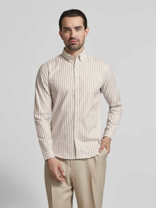 Zdjęcie produktu Koszula casualowa o kroju relaxed fit z kołnierzykiem typu button down lindbergh Piaskowy