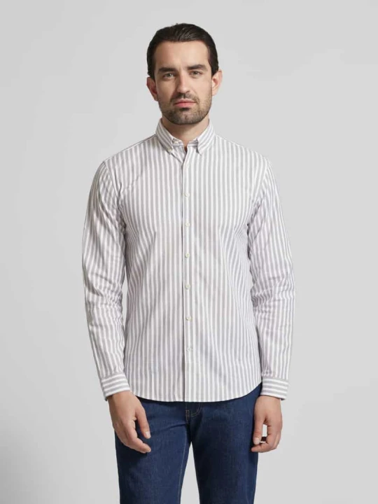 Zdjęcie produktu Koszula casualowa o kroju relaxed fit z kołnierzykiem typu button down lindbergh Ciemnoszary