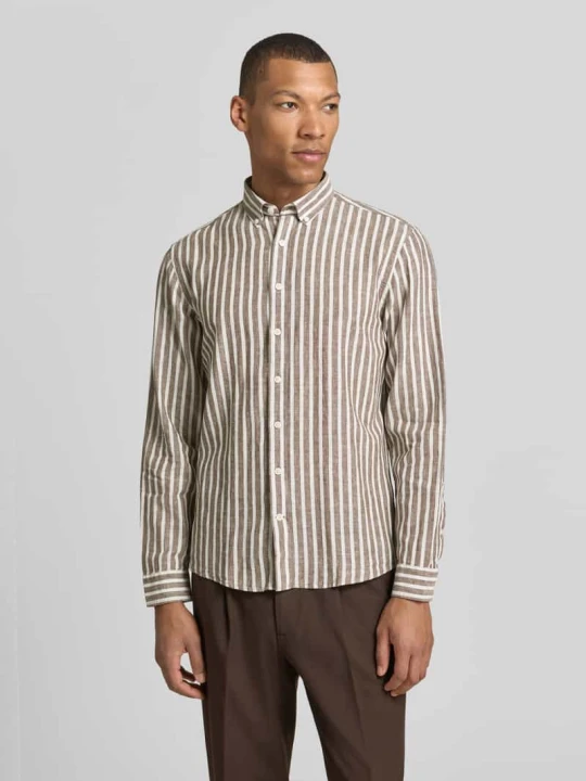 Zdjęcie produktu Koszula casualowa o kroju relaxed fit z kołnierzykiem typu button down lindbergh Czekoladowy