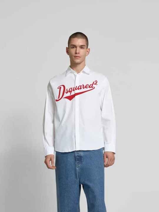Zdjęcie produktu Koszula casualowa o kroju relaxed fit z kołnierzykiem typu kent Dsquared2 Biały