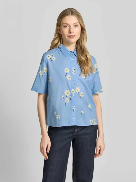 Zdjęcie produktu Koszula casualowa o kroju relaxed fit z kwiatowym nadrukiem na całej powierzchni model 'Bea' 0039 italy Błękitny