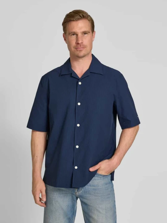 Zdjęcie produktu Koszula casualowa o kroju relaxed fit z materiału seersucker Tommy Hilfiger Ciemnoniebieski