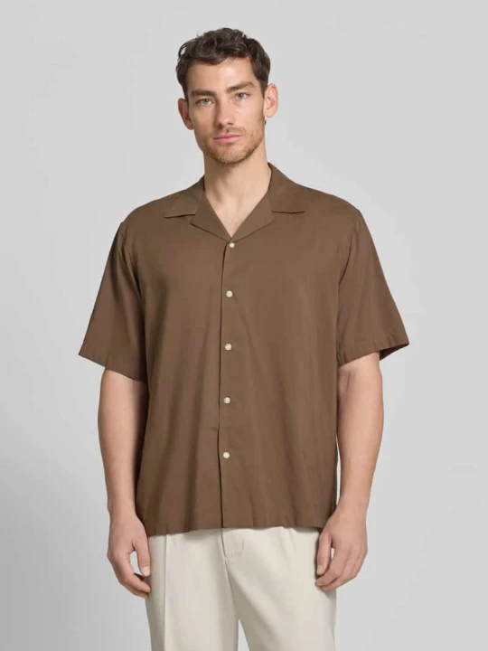 Zdjęcie produktu Koszula casualowa o kroju relaxed fit z mieszanki bawełny ekologicznej i modalu model 'RELAXAIR' Selected Jasnobrązowy