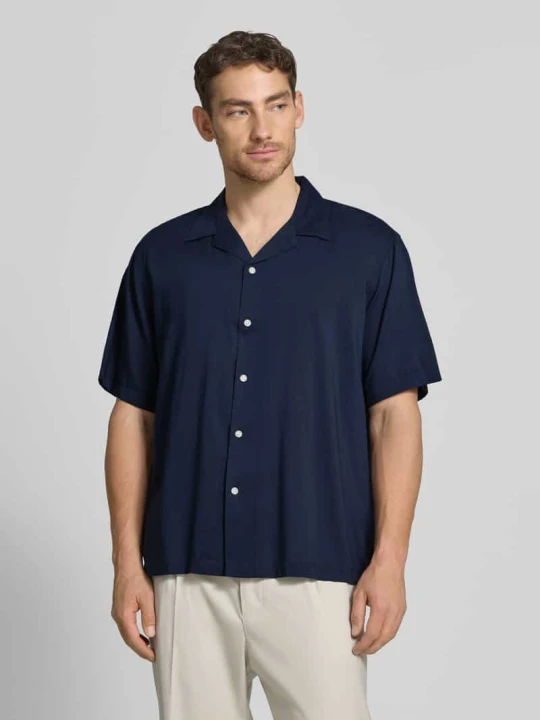 Zdjęcie produktu Koszula casualowa o kroju relaxed fit z mieszanki bawełny ekologicznej i modalu model 'RELAXAIR' Selected Homme Ciemnoniebieski