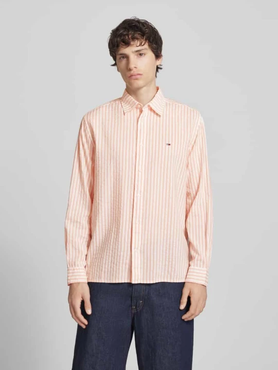 Zdjęcie produktu Koszula casualowa o kroju relaxed fit z mieszanki bawełny i modalu Tommy Jeans Pomarańczowy