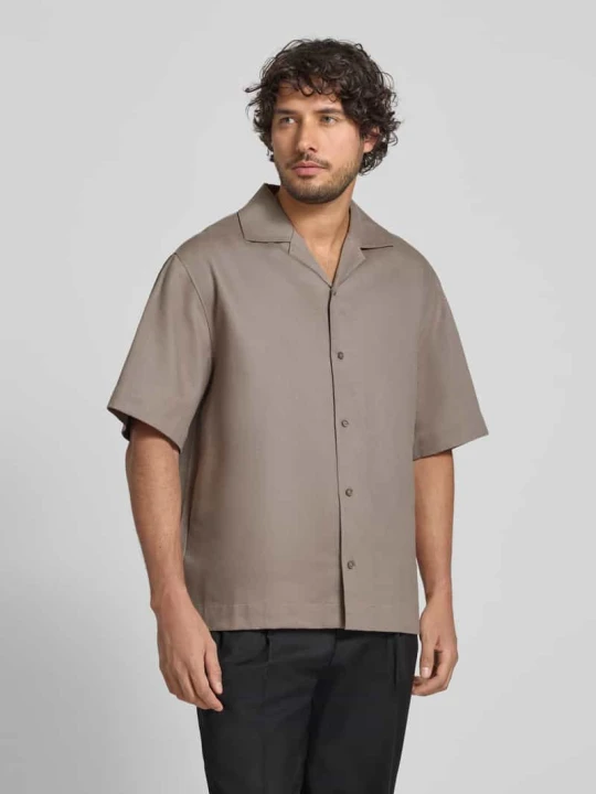Zdjęcie produktu Koszula casualowa o kroju relaxed fit z mieszanki konopi i lyocellu model 'ESPINO' Hugo Jasnobrązowy