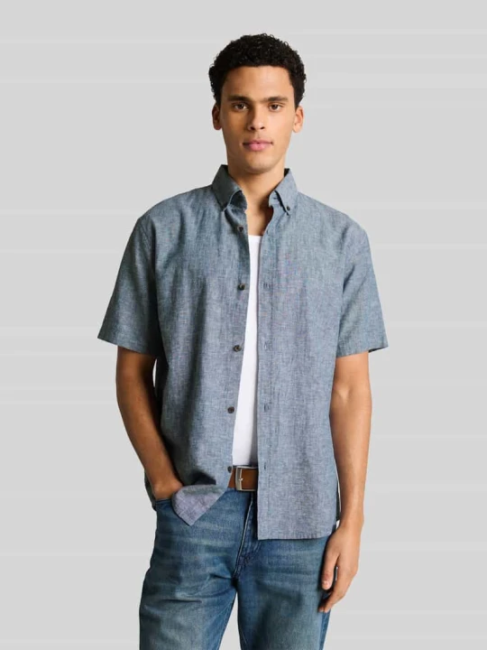 Zdjęcie produktu Koszula casualowa o kroju relaxed fit z mieszanki lnu i bawełny Tom Tailor Granatowy melanż