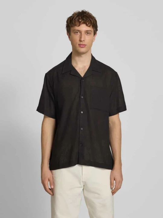 Zdjęcie produktu koszula casualowa o kroju relaxed fit z mieszanki lnu i wiskozy model 'LAURENCE' Only & Sons Czarny