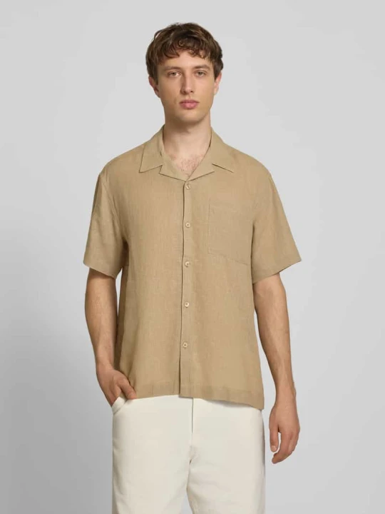 Zdjęcie produktu koszula casualowa o kroju relaxed fit z mieszanki lnu i wiskozy model 'LAURENCE' Only & Sons Beżowy
