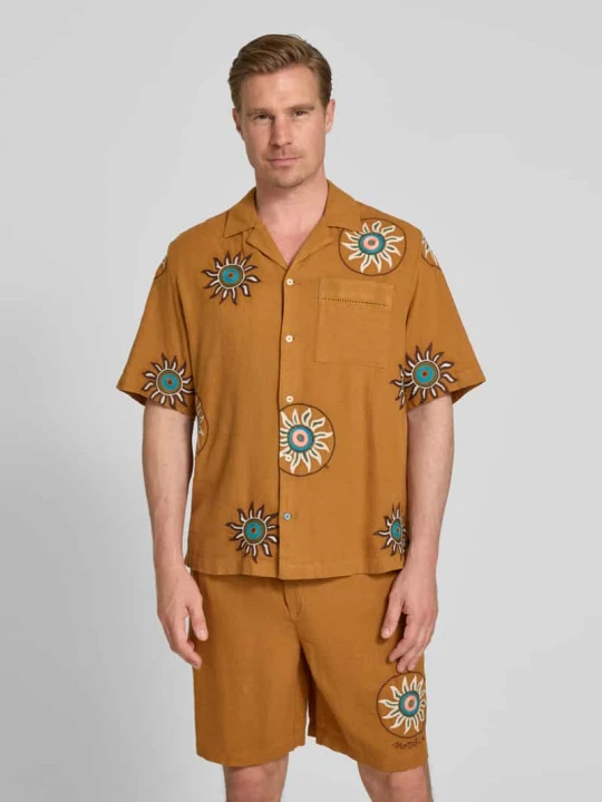 Zdjęcie produktu Koszula casualowa o kroju relaxed fit z mieszanki lnu i wiskozy z brustaszą Scotch & Soda Orzechowy