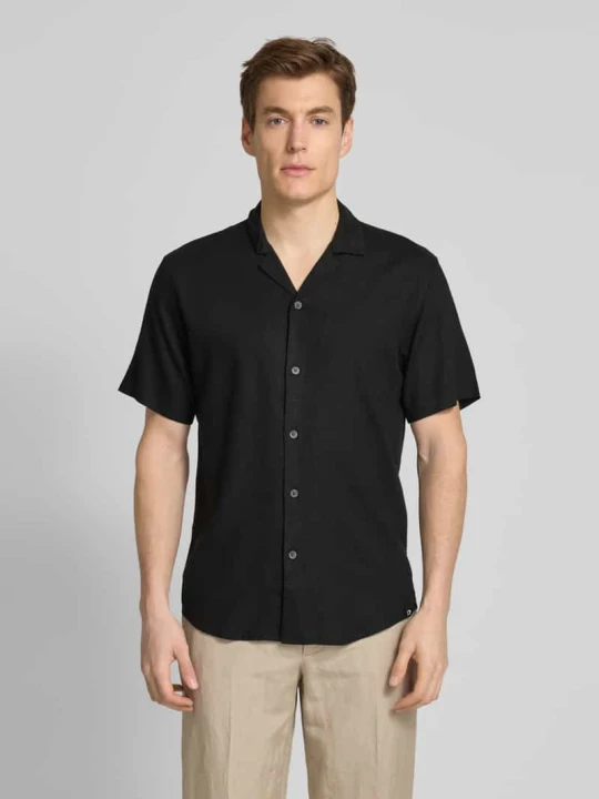 Zdjęcie produktu Koszula casualowa o kroju relaxed fit z mieszanki wiskozy i lnu Tom Tailor Czarny