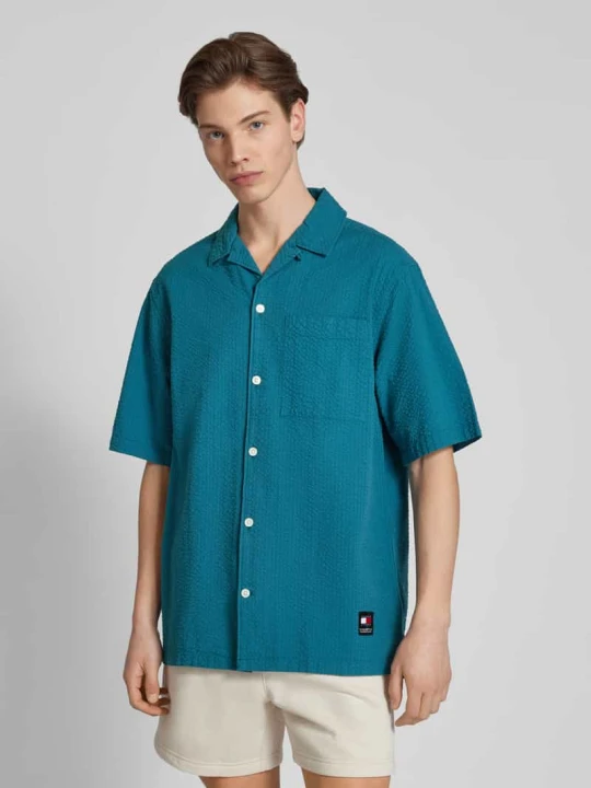 Zdjęcie produktu Koszula casualowa o kroju relaxed fit z rękawem o dł. 1/2 Tommy Jeans Petrol