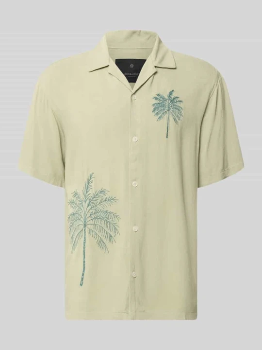 Zdjęcie produktu Koszula casualowa o kroju relaxed fit z wiskozy z haftami Jack&Jones Limonkowy