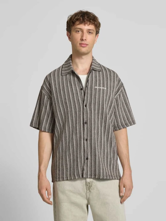 Zdjęcie produktu Koszula casualowa o kroju relaxed fit z wyhaftowanym logo model 'Forno' Pegador Antracytowy melanż