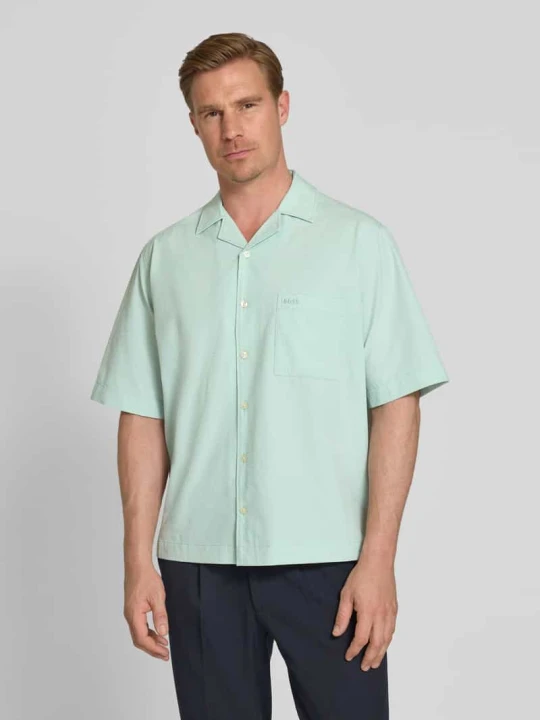 Zdjęcie produktu Koszula casualowa o kroju relaxed fit z wykończeniem seersucker model 'LAPISY_M' Boss Turkusowy