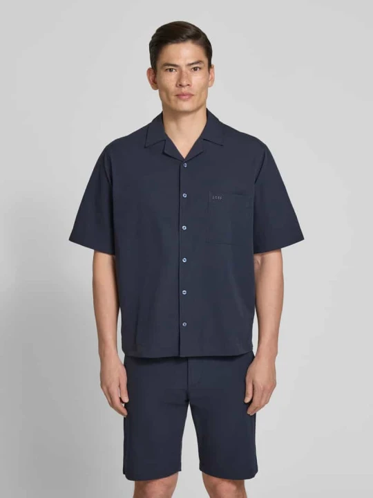 Zdjęcie produktu Koszula casualowa o kroju relaxed fit z wykończeniem seersucker model 'LAPISY_M' Boss Granatowy