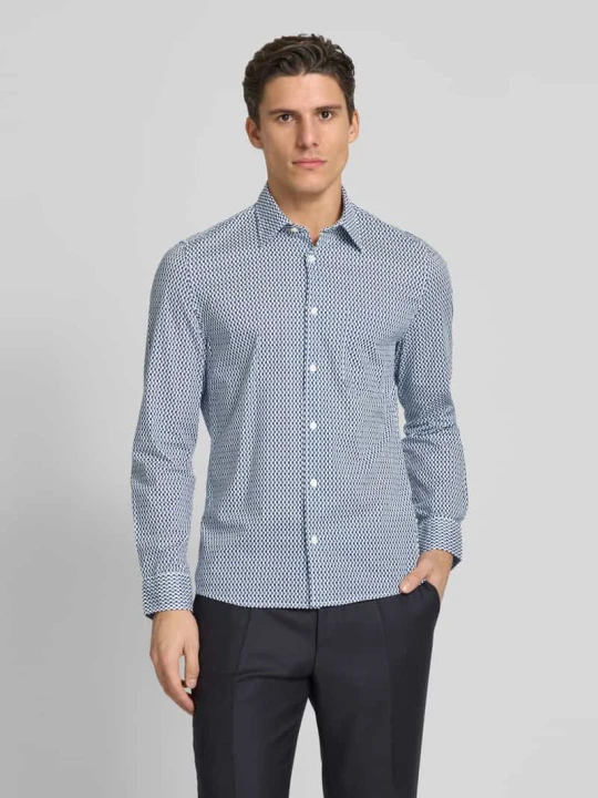 Zdjęcie produktu Koszula casualowa o kroju shaped fit z drobnym wzorem na całej powierzchni Marc O'Polo Królewski niebieski