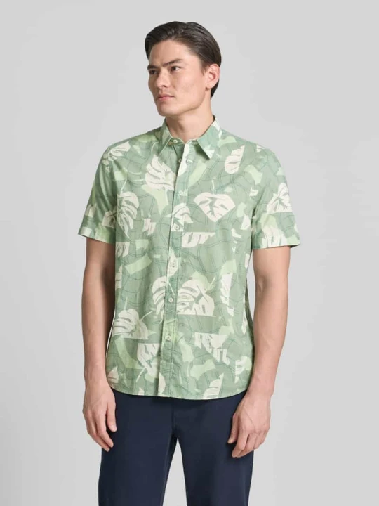 Zdjęcie produktu Koszula casualowa o kroju slim fit we wzorze na całej powierzchni z kołnierzykiem typu kent PME Legend Jasnozielony