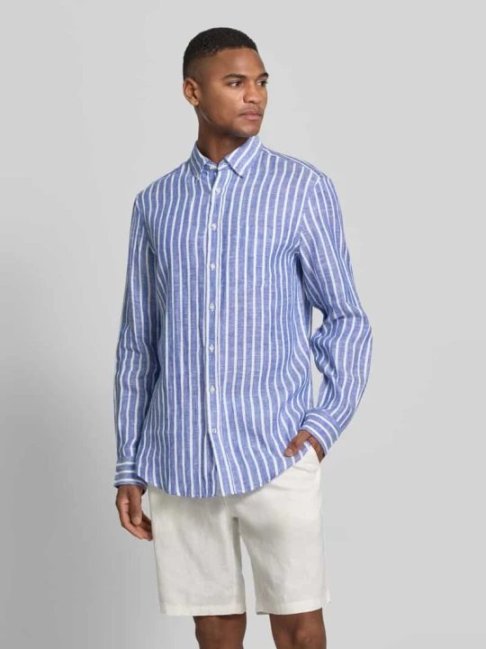 Zdjęcie produktu Koszula casualowa o kroju slim fit z czystego lnu Christian Berg Królewski niebieski