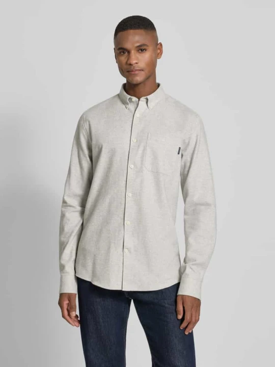 Zdjęcie produktu Koszula casualowa o kroju slim fit z kieszenią na piersi model ‘Brushed’ lindbergh Jasnoszary