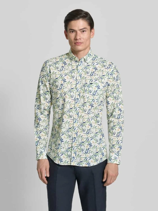 Zdjęcie produktu koszula casualowa o kroju slim fit z kołnierzykiem typu button down model 'Slub' FYNCH-HATTON Biały