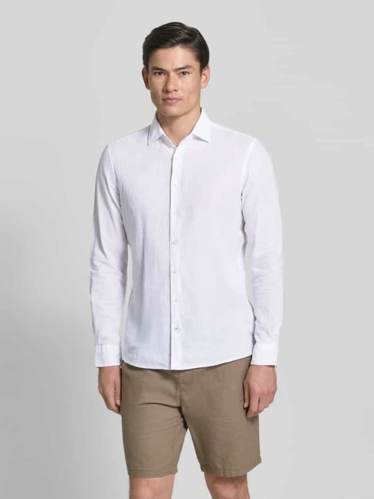 Zdjęcie produktu koszula casualowa o kroju slim fit z mieszanka lnu model 'Steven' CINQUE Biały
