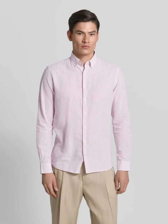 Zdjęcie produktu koszula casualowa o kroju slim fit z mieszanka lnu model 'Stone' CINQUE Jasnofioletowy