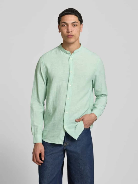Zdjęcie produktu Koszula casualowa o kroju slim fit z mieszanki bawełny i lnu model 'CAIDEN' Only & Sons Miętowy