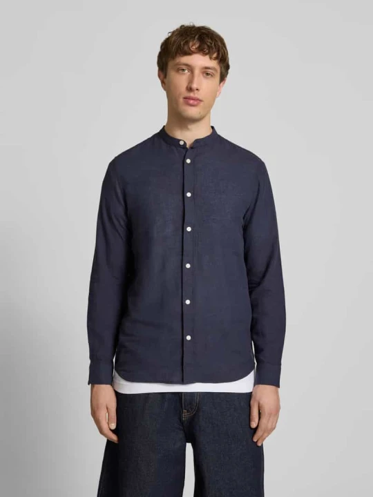 Zdjęcie produktu Koszula casualowa o kroju slim fit z mieszanki bawełny i lnu model 'CAIDEN' Only & Sons Granatowy