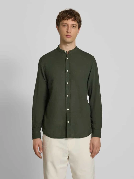 Zdjęcie produktu Koszula casualowa o kroju slim fit z mieszanki bawełny i lnu model 'CAIDEN' Only & Sons Oliwkowy