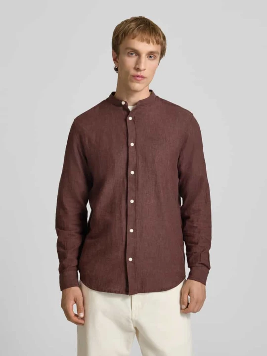 Zdjęcie produktu Koszula casualowa o kroju slim fit z mieszanki bawełny i lnu model 'CAIDEN' Only & Sons Średniobrązowy