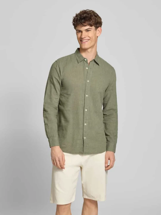 Zdjęcie produktu koszula casualowa o kroju slim fit z mieszanki bawełny i lnu model 'CAIDENLS SOLID' Only & Sons Jasnozielony