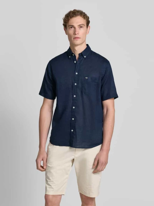 Zdjęcie produktu Koszula casualowa o kroju slim fit z mieszanki lnu i bawełny FYNCH-HATTON Granatowy
