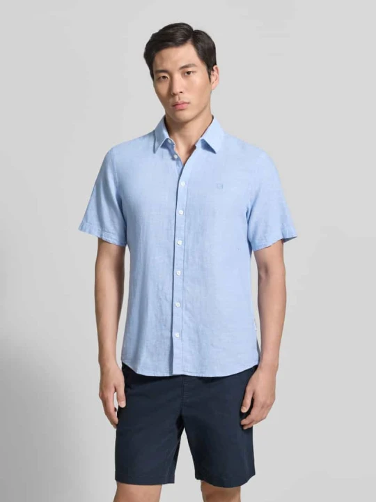Zdjęcie produktu koszula casualowa o kroju slim fit z mieszanki lnu i bawełny model 'AKSEL' Casual Friday Jasnoniebieski