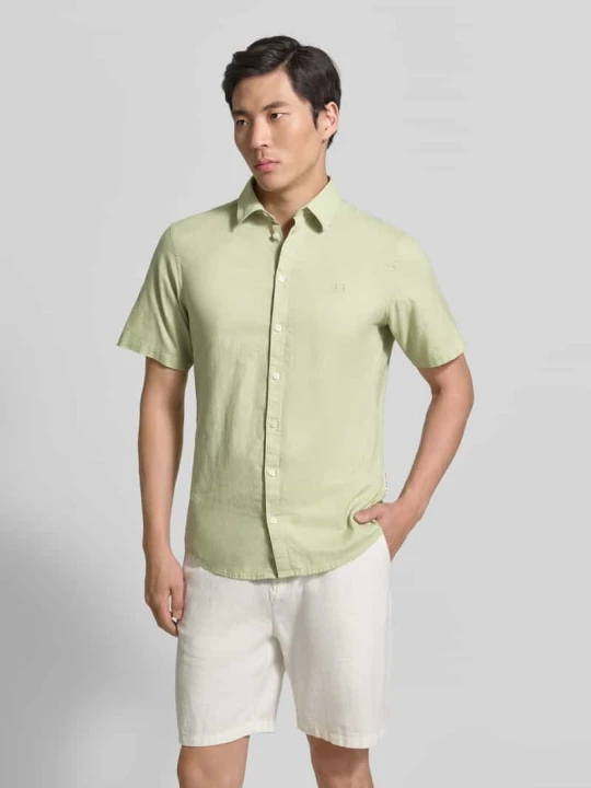 Zdjęcie produktu koszula casualowa o kroju slim fit z mieszanki lnu i bawełny model 'AKSEL' Casual Friday Limonkowy